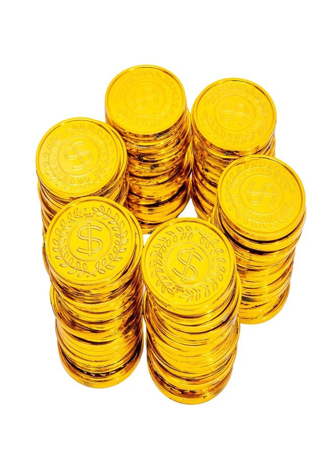 Liatunou 100 Pcs Plastic Gold Coins Bulk,Pirate Gold Coins for Treasure Hunt Games,Party Decorations,Pirate Games,Parade,Rewards,Novelty Party Favors - Image 4